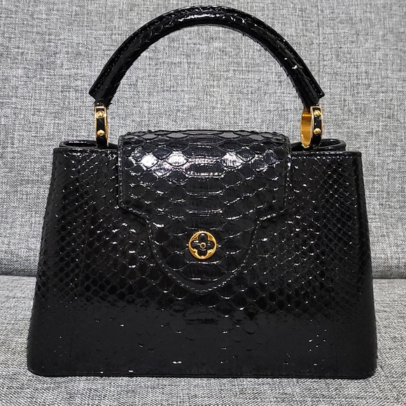LOUIS VUITTON RARE Black Python Capucines Handbag BB - Picture 3 of 12
